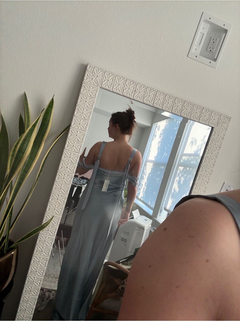 Show Me Your MuMu Satin Bella Maxi Dress in Steel Blue - Picture 6 of 12
